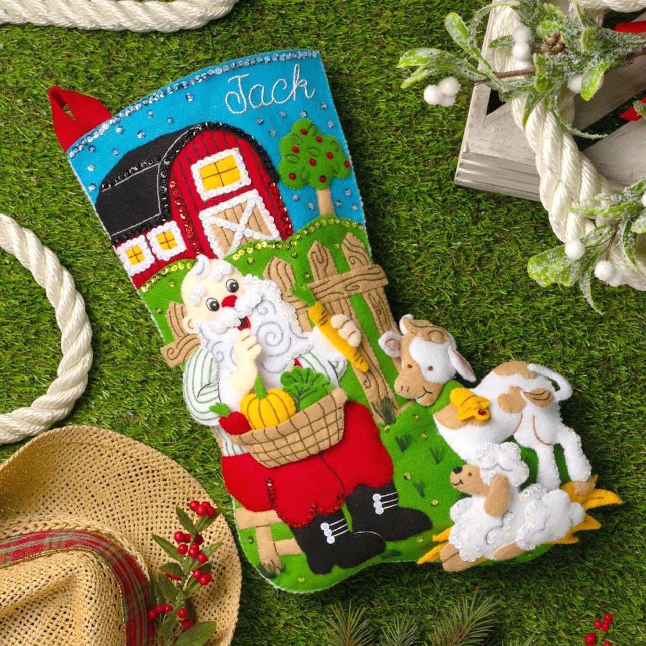 Plaid / Bucilla -  Harvest Time Santa Stocking