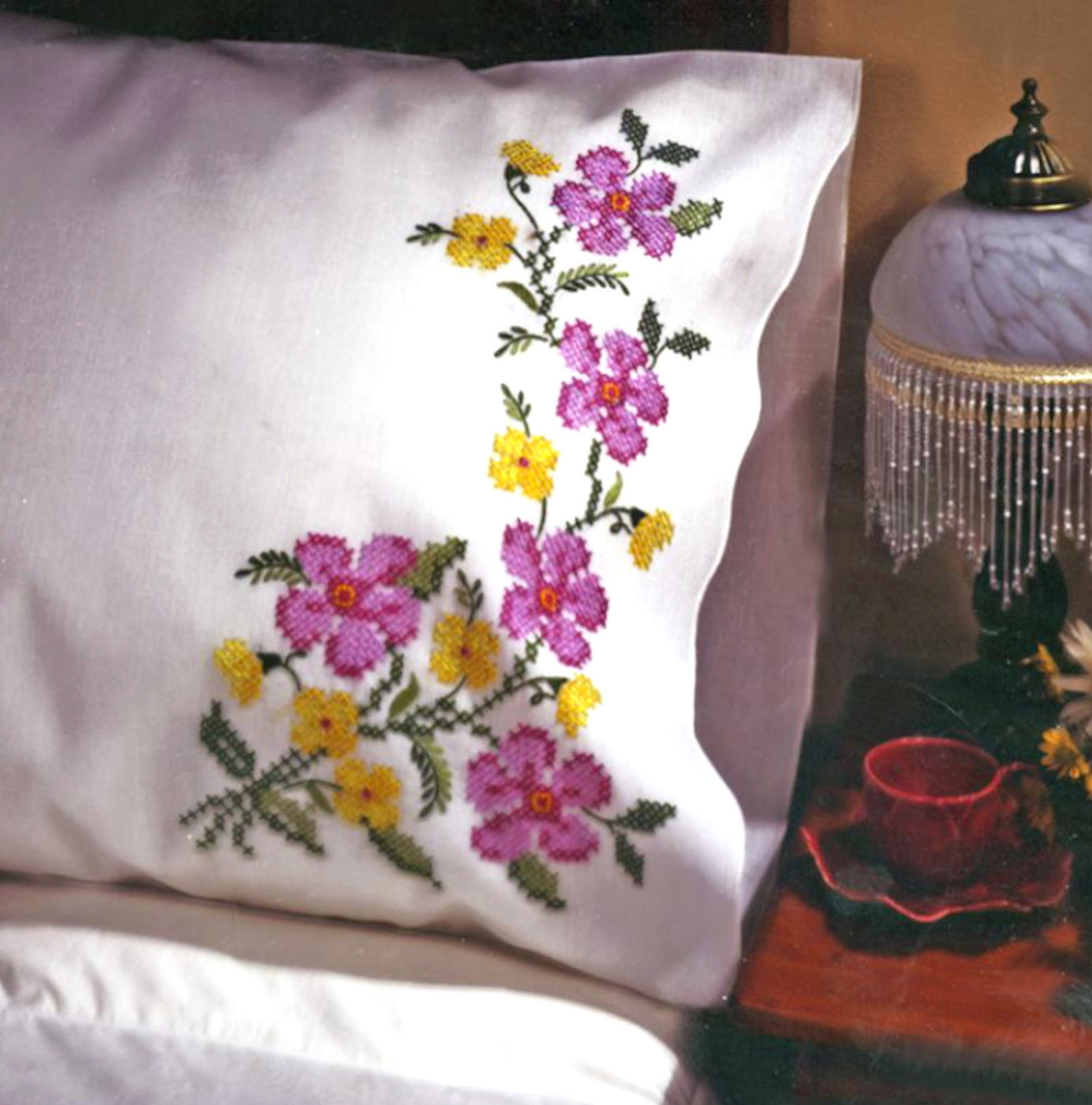 Design Works -  Fragrant Floral Pillowcases