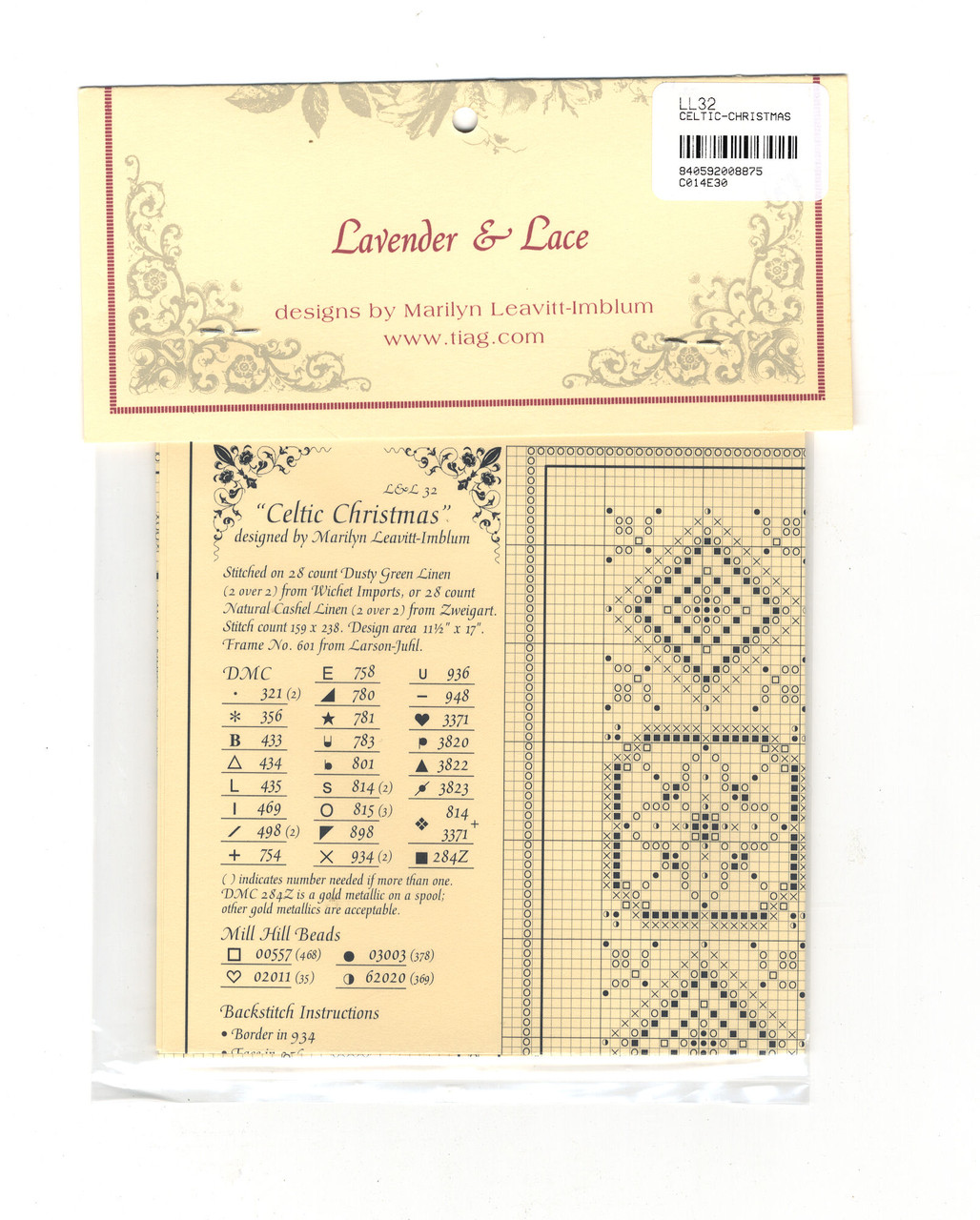 Lavender & Lace Kreuzstich-Zählmuster 'Celtic Christmas' Von Marilyn Leavitt-Imblum | Motiv: Dame Mit Kerzenkranz