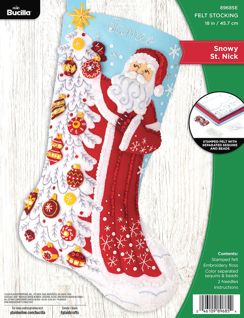 Plaid / Bucilla - Snowy St. Nick Christmas Stocking