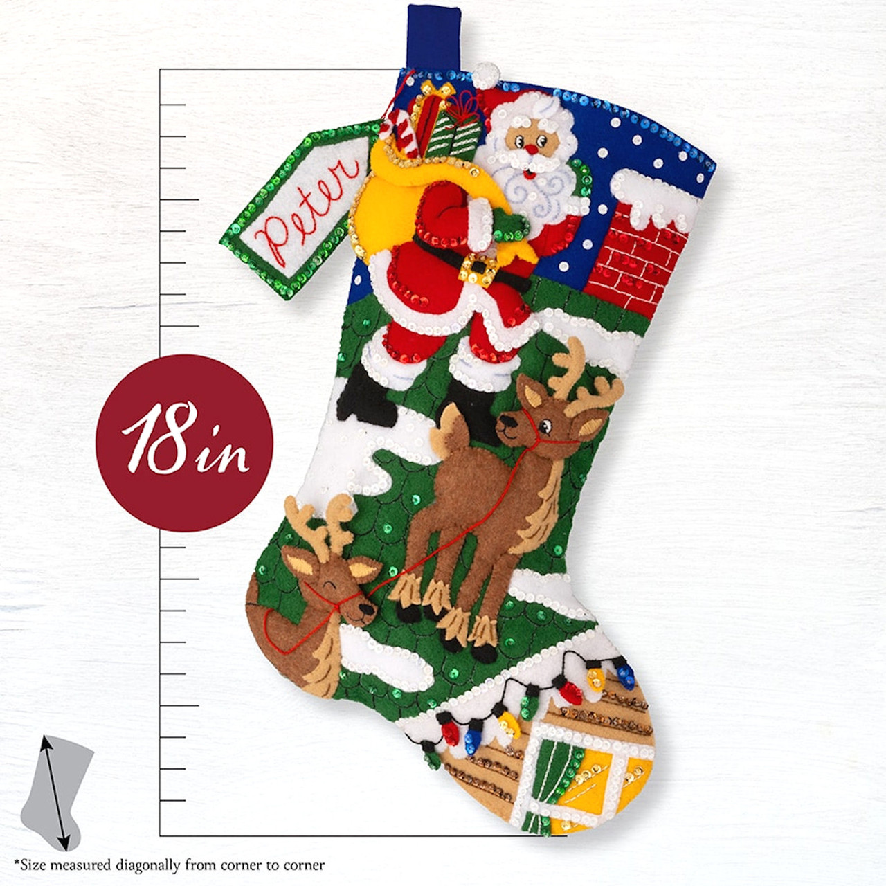 Plaid / Bucilla - Rooftop Santa Christmas Stocking