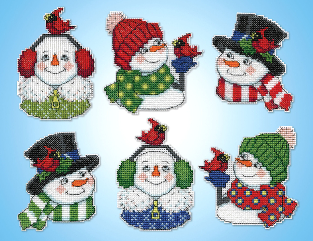 Design Works - Snowmen with Birds Ornaments (6) - CrossStitchWorld design-works-snowmen-with-birds-ornaments-6-crossstitchworld