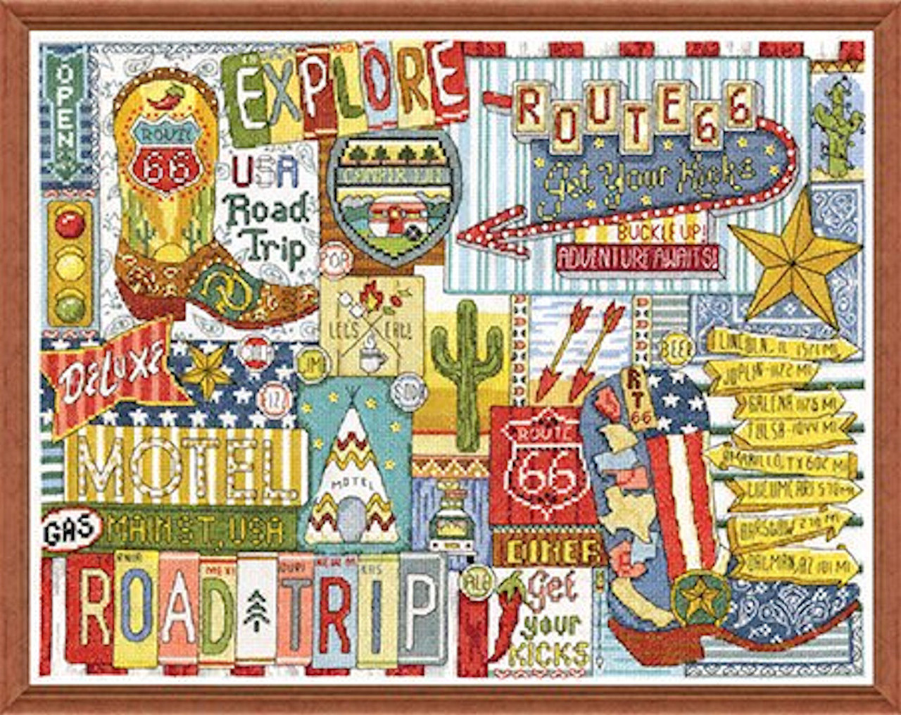 Design Works - Route 66 Road Trip Sampler - CrossStitchWorld