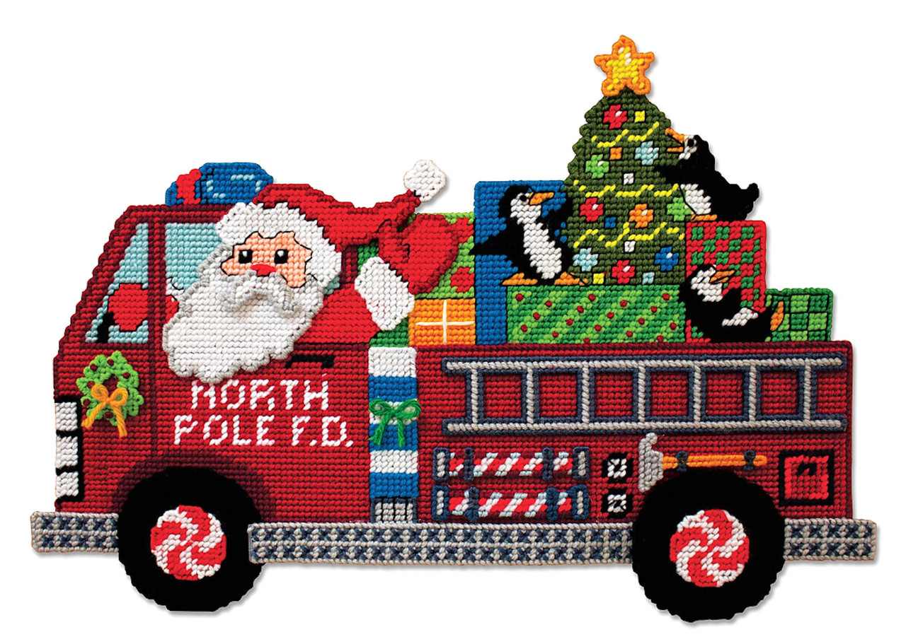 Design Works - Fire Truck Santa Wall Hanging - CrossStitchWorld