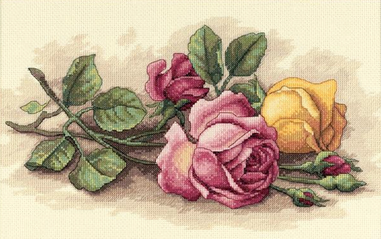 Leisure Arts Embroidery Kit 4 English Roses - embroidery kit for beginners  - embroidery kit for adults - cross stitch kits - cross stitch kits for  beginners - embroidery patterns