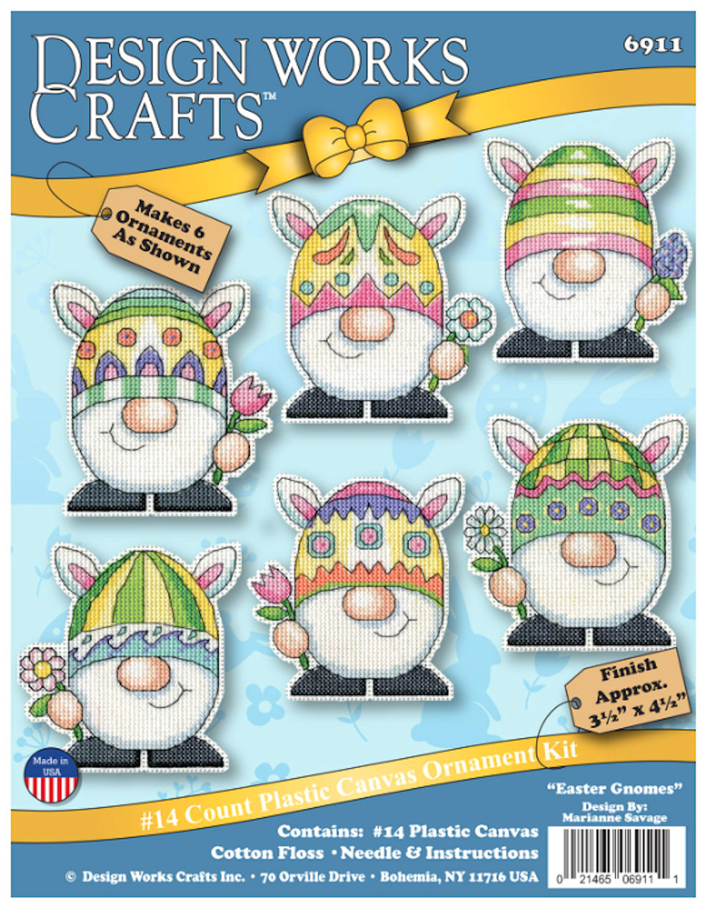 Design Works Crafts Kreuzstich-Ornamente-Set – 6 Stück, 7,6 X 10,2 Cm, Mit Leinwand, Garn & Nadel