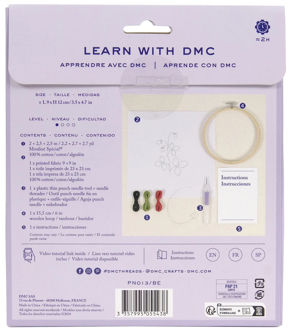 DMC Learning Fine Punch Needle Starter Kit (Strawberries)