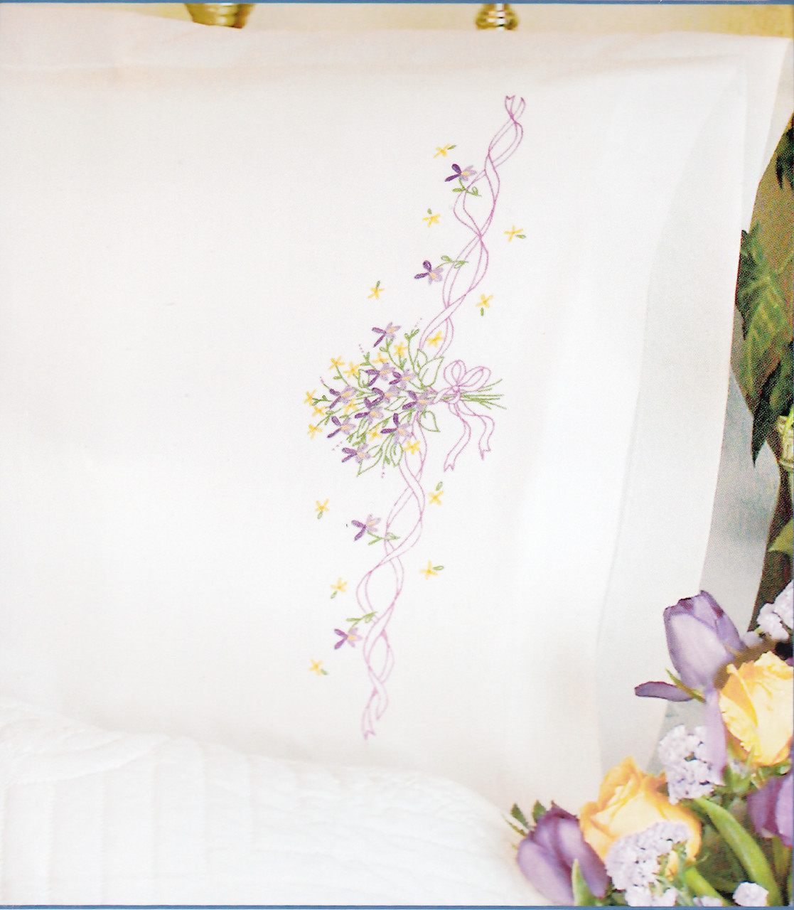 Dimensions Violets Nosegay Pillow Cases Crossstitchworld