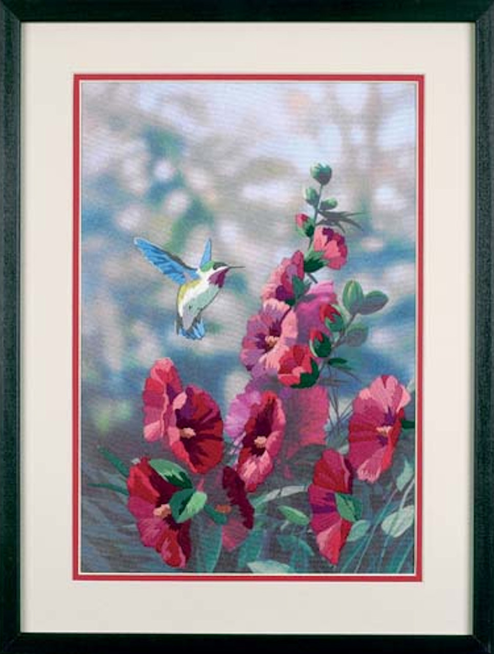 Dimensions Crewel Embroidery Kit 11x16 Hollyhocks In Bloom 