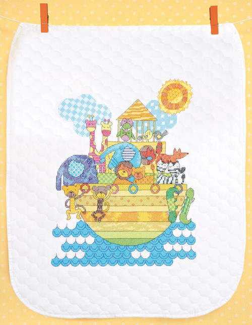 Dimensions NOAH'S ARK Quilt for Baby Stamped Cross Stitch Kit 34X 43 -  #73125