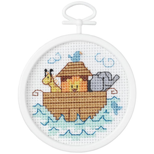 Janlynn Mini Counted Cross Stitch Kit 6X4-Noah's Ark Birth Sampler