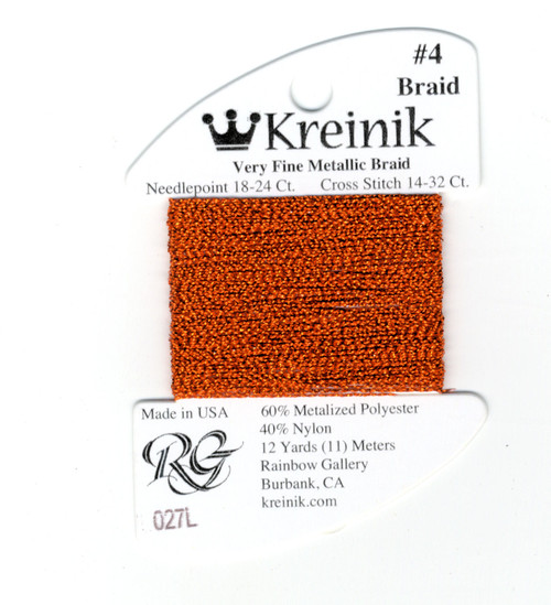 Kreinik Metallics - Very Fine #4 Orangeruptis #027L - CrossStitchWorld