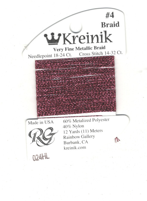 Kreinik Very Fine #4 Garnet (Hi Lustre) #080HL - CrossStitchWorld