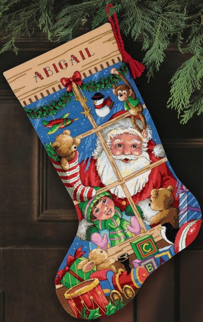 CrossStitch Warehouse. Santas Flight Stocking GOLD COLLECTION