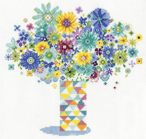 Design Works - Blue Floral Quilt Vase
