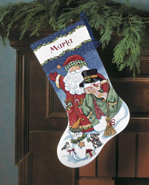 Dimensions - Santa and Snowman Stocking