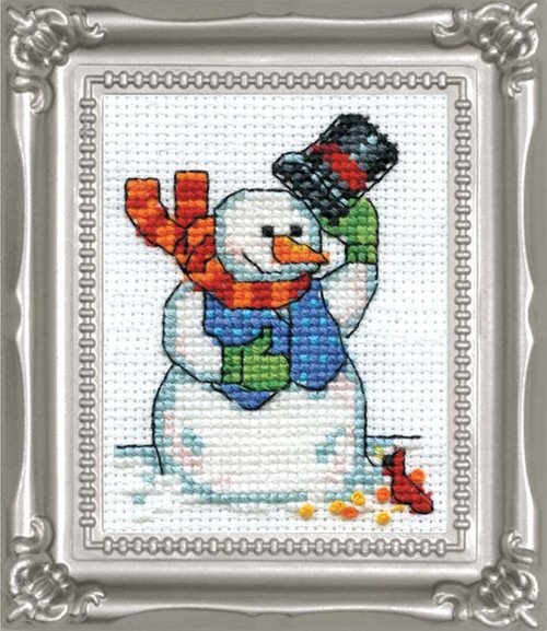 Design Works -  Snowman & Cardinal Picture Kit w/Frame