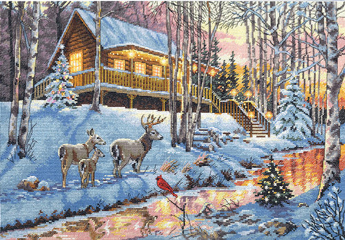 Gold Collection Winter Cabin Crossstitchworld
