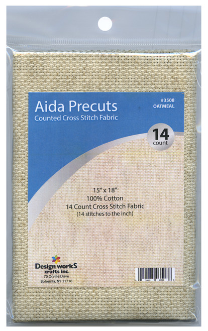 Design Works Gold Quality Oatmeal 14 Count Aida Fabric 15 X 18