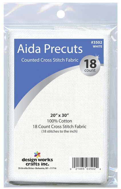 Design Works - Gold Quality White 18 Count Aida Fabric 20" x 30"
