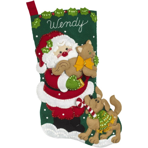 Plaid / Bucilla -  Santa's Best Friends Stocking