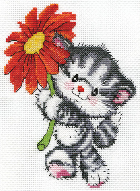 Design Works -  Red Daisy Cat