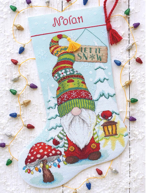 Dimensions Counted Cross Stitch Kit 16 Long-Gnome Stocking (14 Count)