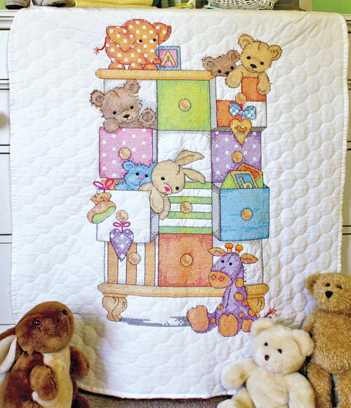 Dimensions Cross Stitch Pattern Chart Baby Hugs Patchwork Baby Birth Record  Cat