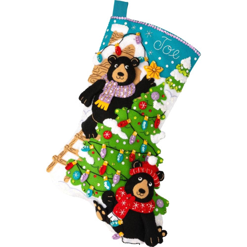 Plaid / Bucilla -  Holiday Black Bears Stocking