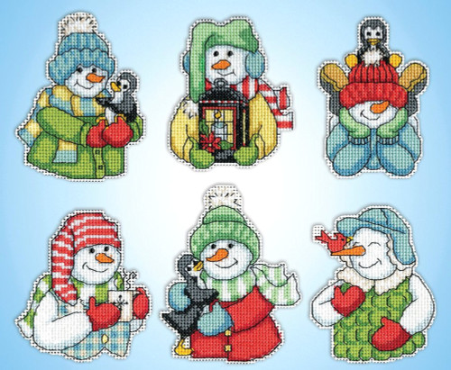 Snow Man - coco Design Works - Cocoa Snowmen Ornament Set (6) - CrossStitchWorld