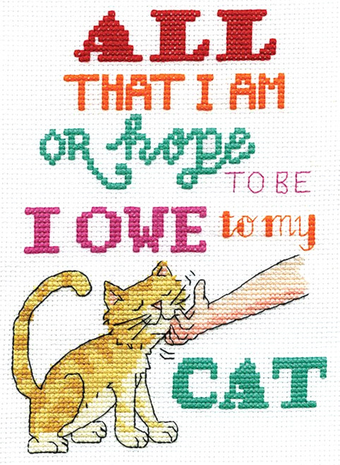 Design Works Kreuzstich-Set 'Neugierige Katze', 30x30 Cm – Mit Aida-Stoff, Baumwollgarn, Nadel & Anleitung