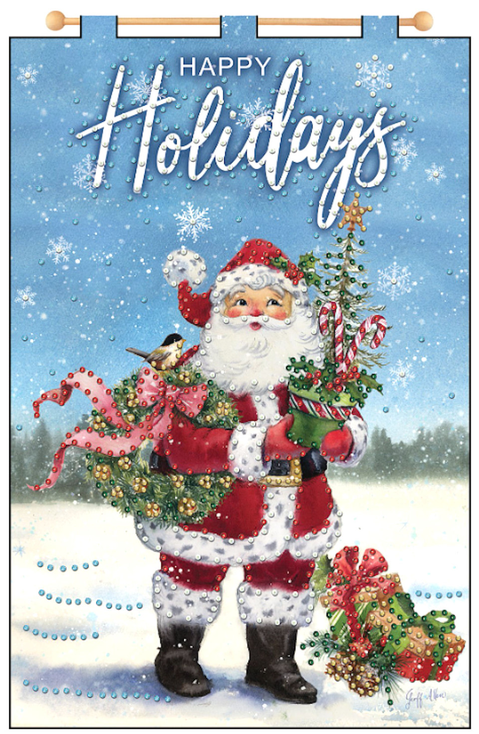 Design Works Santa Jeweled Banner Kit CrossStitchWorld