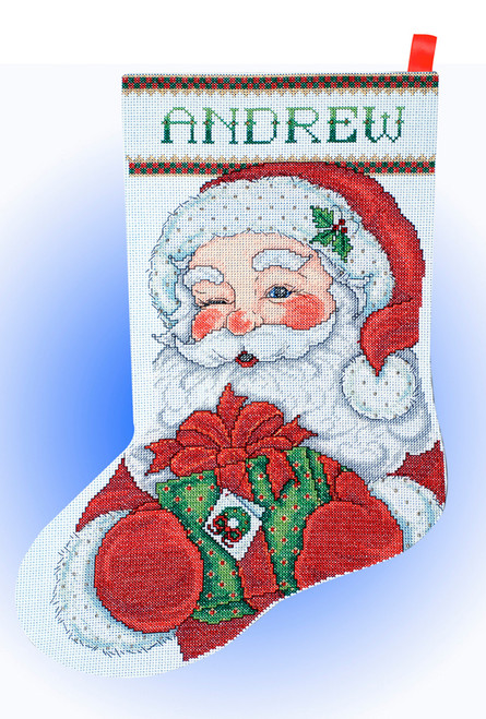 Design Works - Winking Santa Stocking - CrossStitchWorld