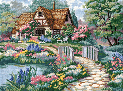 Dimensions Needlepoint Kit Cottage Cove, the Cottage Mill 