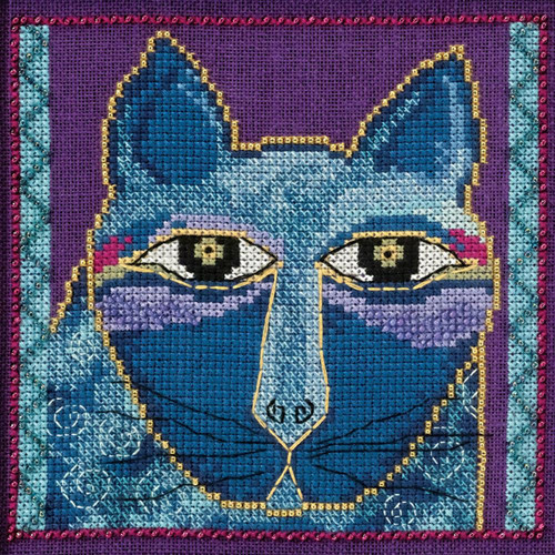 Mill Hill / Laurel Burch - Wild Blue Cat (LINEN) - CrossStitchWorld