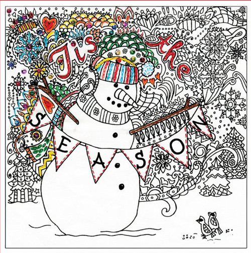 Design Works Snowman Zenbroidery Kit - 15x15 Inch Pre-Printed Embroidery Craft