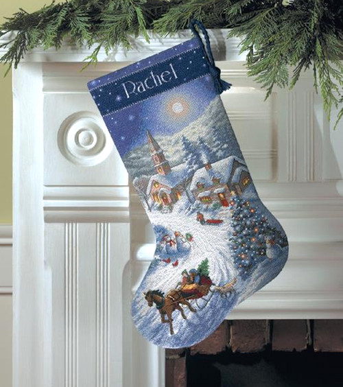 Dimensions Sleigh Ride at Dusk Stocking - Cross Stitch Kit 8712