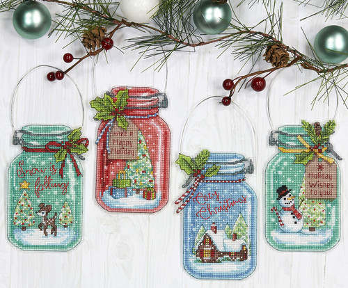 Dimensions - Christmas Jars Ornaments (Set of 4) - CrossStitchWorld