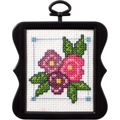 Violets Mini Cross Stitch Pattern, Embroidered Miniature