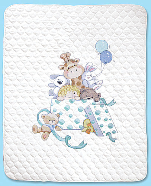  Design Works Crafts Janlynn Stamped for Cross Stitch Baby Quilt  Kit, in The Jungle