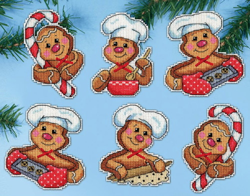 All Six Gingerbread Ornaments Bead and Counted Cross Stitch Kit -  Needlework Projects, Tools & Accessories