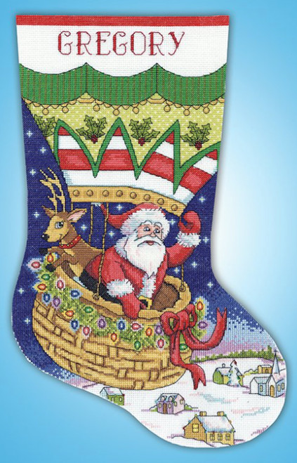 Design Works ~ Airplane Santa Christmas Stocking - CrossStitchWorld