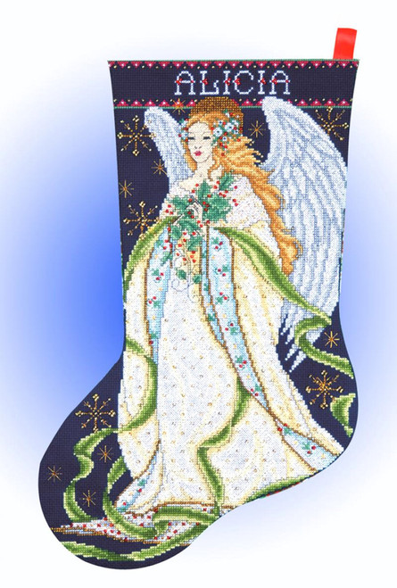 Design Works Holly Angel Stocking CrossStitchWorld