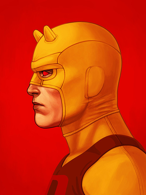 Mondo Daredevil (Yellow Suit) Mike Mitchell Portrait Giclee Proof