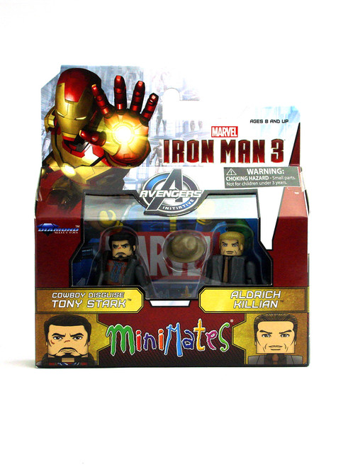 Marvel Minimates Cowboy Disguise Tony Stark & Aldrich Killian 2-Pack Iron Man 3 Movie Series Front View