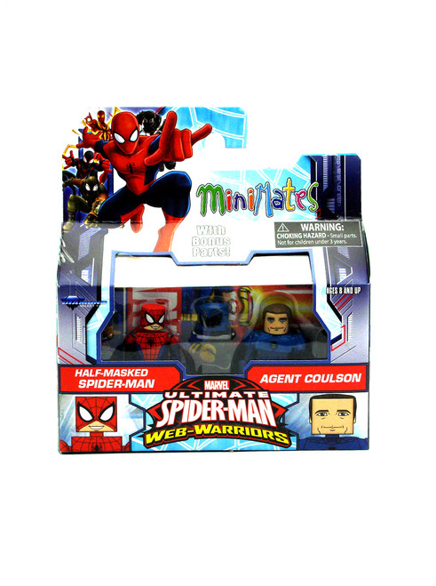 Marvel Minimates Half-Masked Spider-Man & Agent Coulson 2-Pack Web Warriors Front View