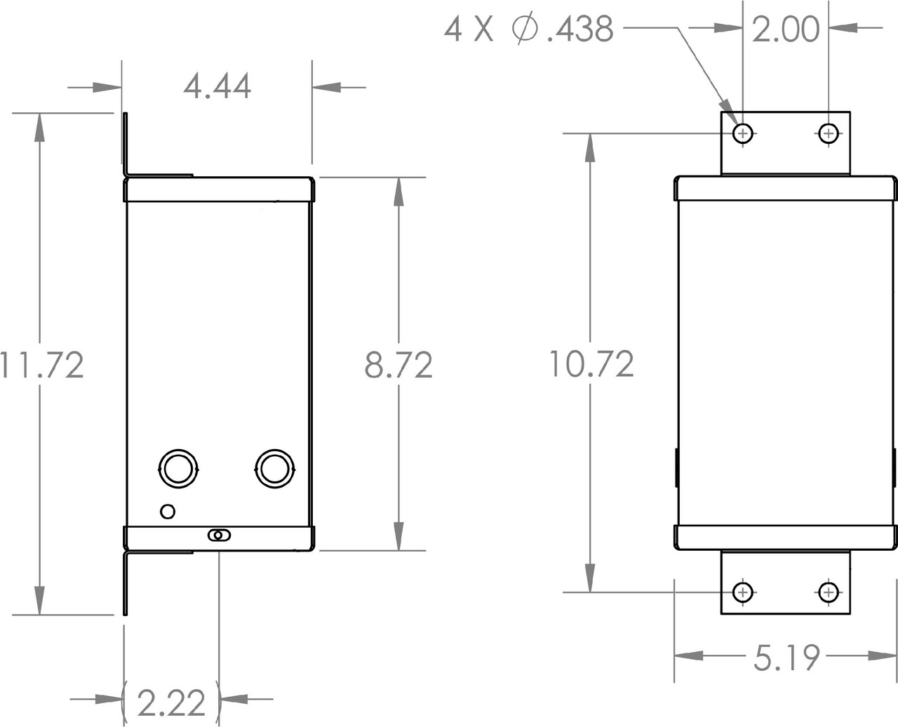 Dimension outline drawing of EER3KH8C transformer