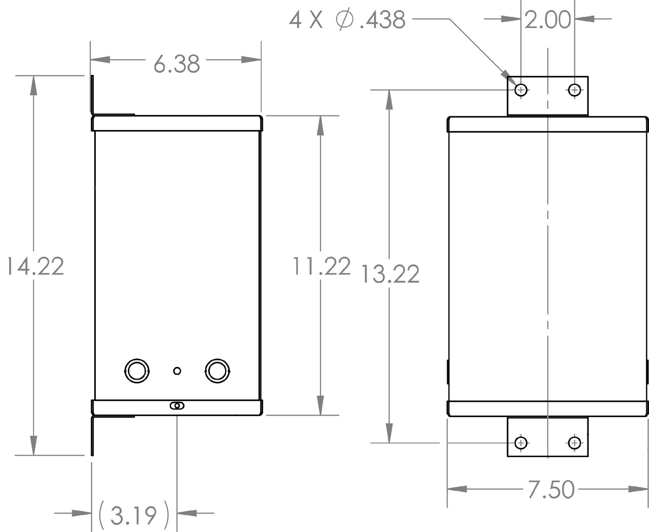 Dimension outline drawing of EER10KH8C transformer