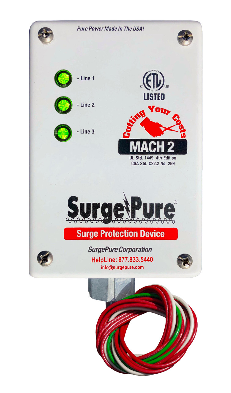 Outside enclosure view of TVSS SPD Surge Protective Device Surge Pure M2-1600-4 SPD TVSS