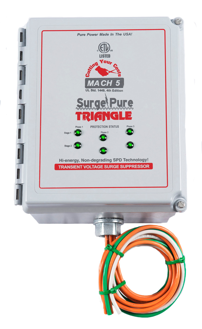 Outside enclosure view of TVSS SPD Surge Protective Device Surge Pure M5-1120-3 SPD TVSS